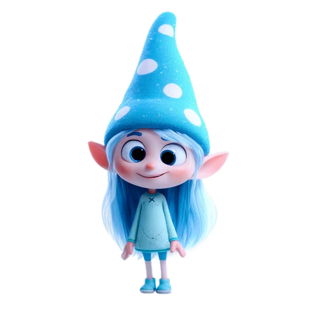 Emma, personagem de gorro azul-claro